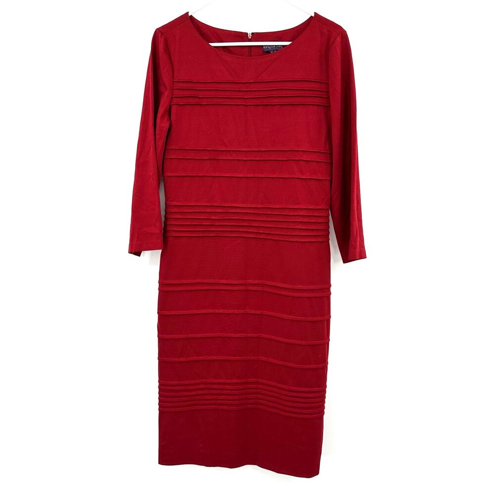 Long Tall Sally Size 8 Long Sleeve Dress Midi Maxi Red Berry Fitted